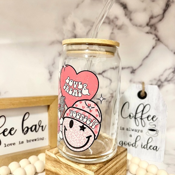 💘 Positive Affirmations | Heart Beer Can | Coffee Tumbler with Straw and Lid💘 - Picture 4 of 4